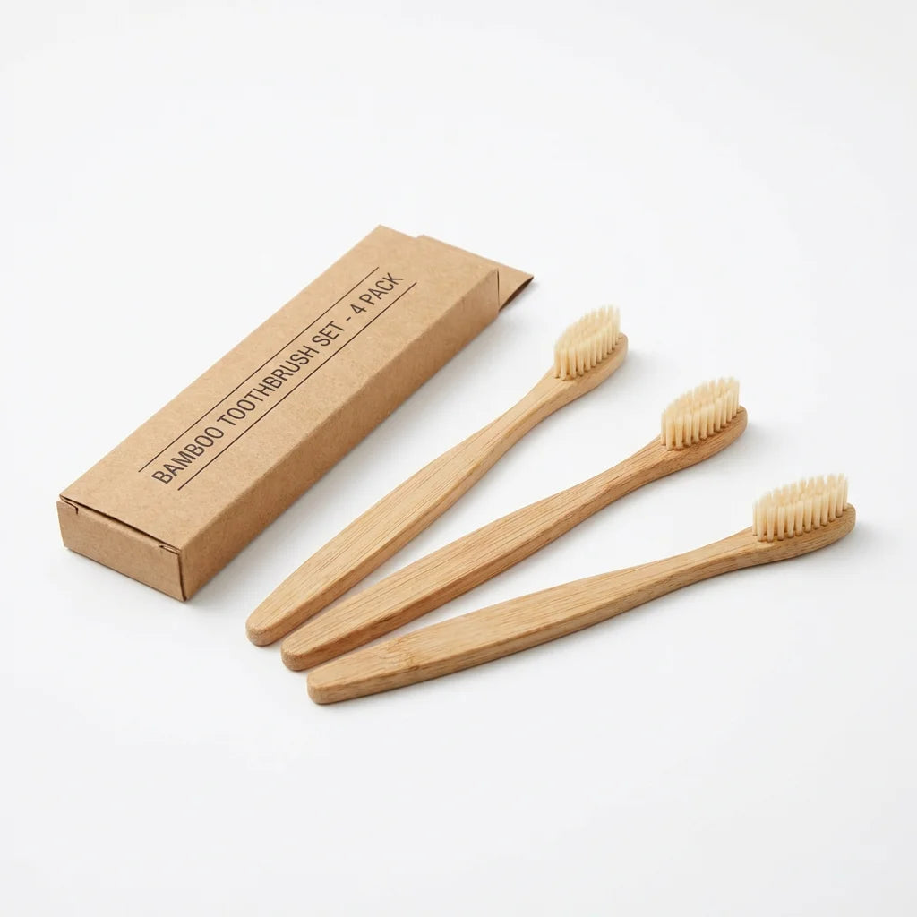 Bamboo Toothbrush Set — 4-Pack | FSC Certified, BPA-Free Bristles