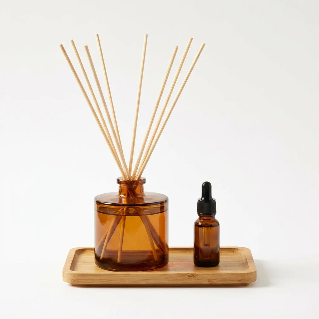 Natural Wood Aromatherapy Diffuser for Homestay — Refillable Reed Diffuser Set | Chemical-Free, Aesthetic