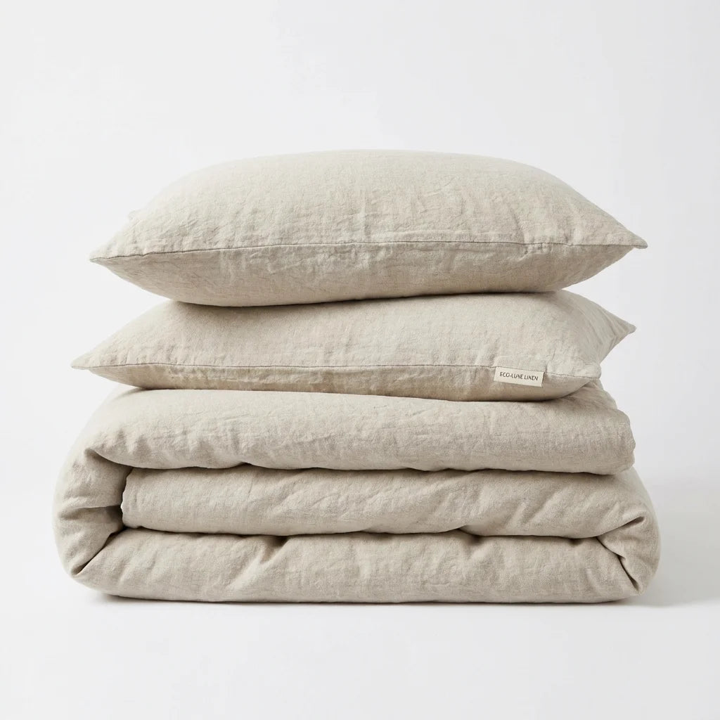 100% Linen Duvet Cover Set — 3-Piece, Queen, Stone-Washed | OEKO-TEX 100