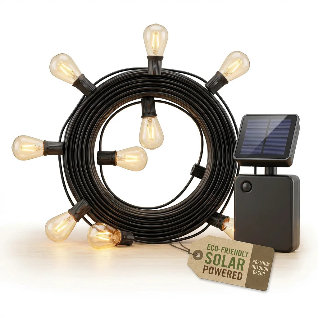 Solar-Powered Outdoor Ambient String Lights — 30ft, Warm White | Energy-Efficient LED