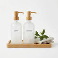 Bamboo Soap & Lotion Dispenser Set — 2 Dispensers + Tray | FSC Certified