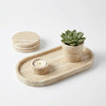 Natural Stone Decorative Accent Set — 3-Piece | Handcrafted Travertine | Homestay Styling Essentials