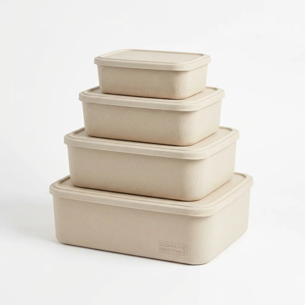 Biodegradable Pulp Guest Room Storage Boxes — 4-Pack | Minimalist, Eco-Certified | Homestay Organizer