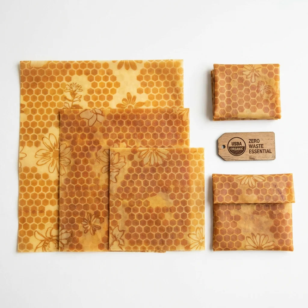 Reusable Beeswax Food Wraps — 10-Pack Mixed Sizes | USDA Organic